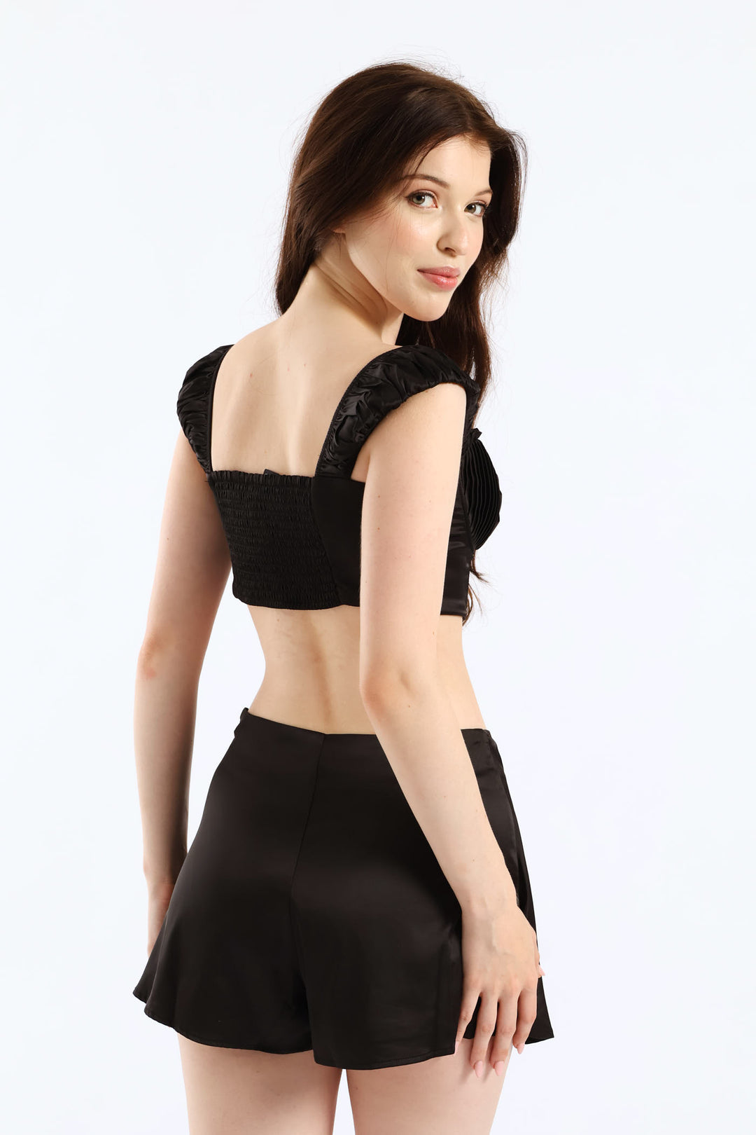 Cap Sleeve Top & Skirt Set - Black