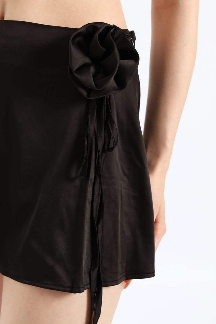 Cap Sleeve Top & Skirt Set - Black