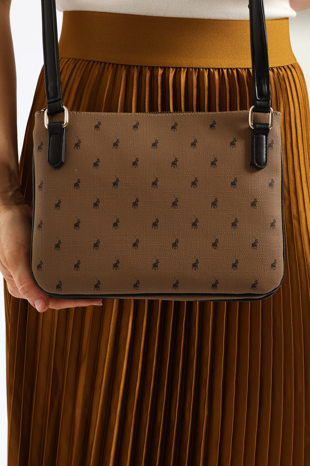 Oxford Double Pocket Sling Bag - Camel