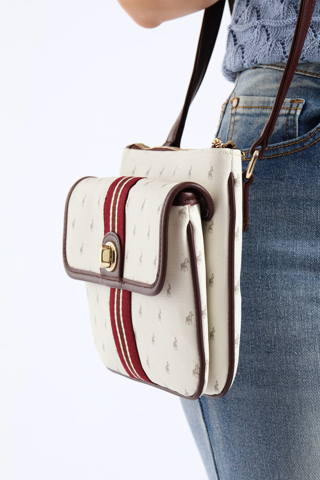 Oxford Double Pocket Sling Bag - Grey