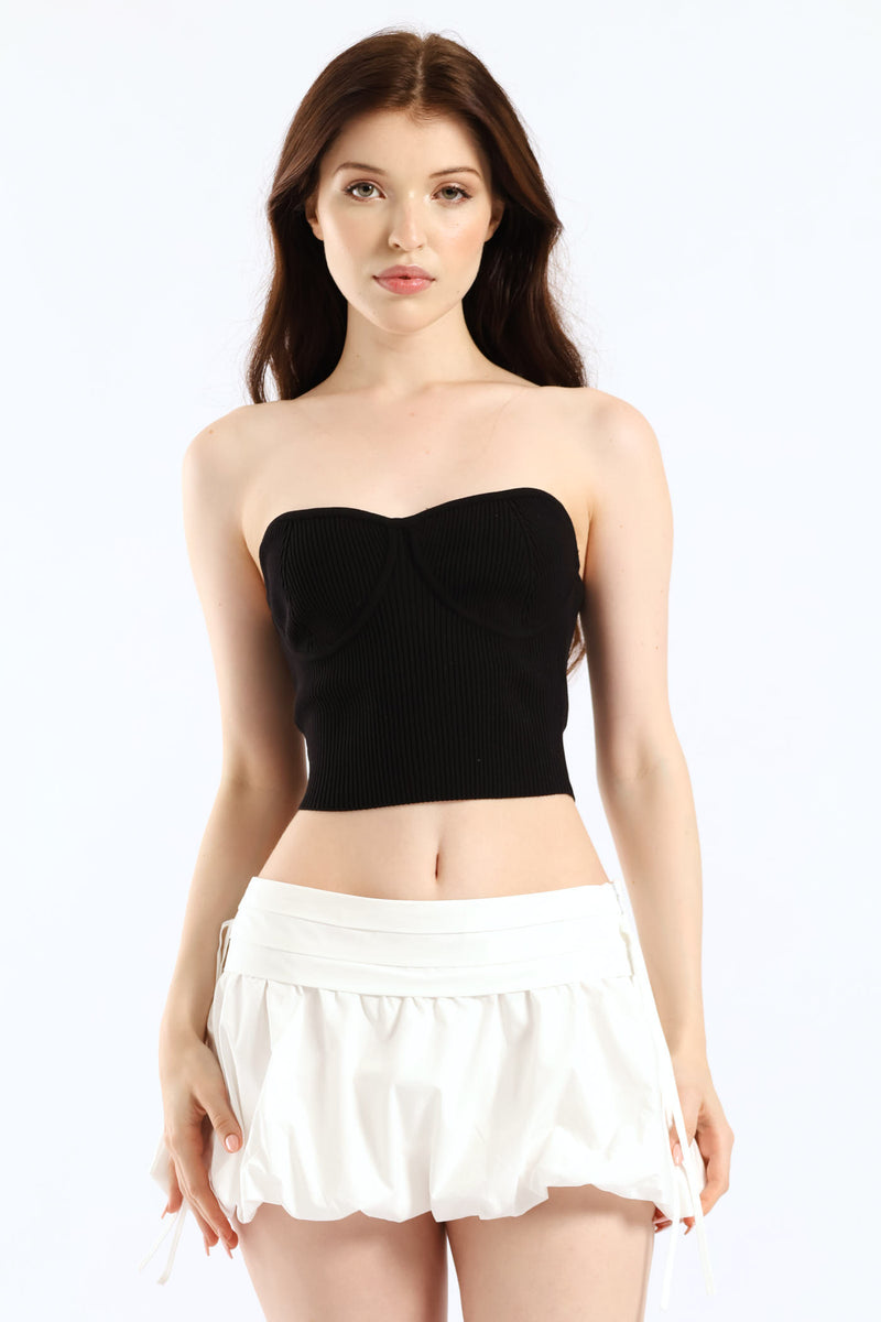 Sleeveless Cropped Tube Sweater - Black