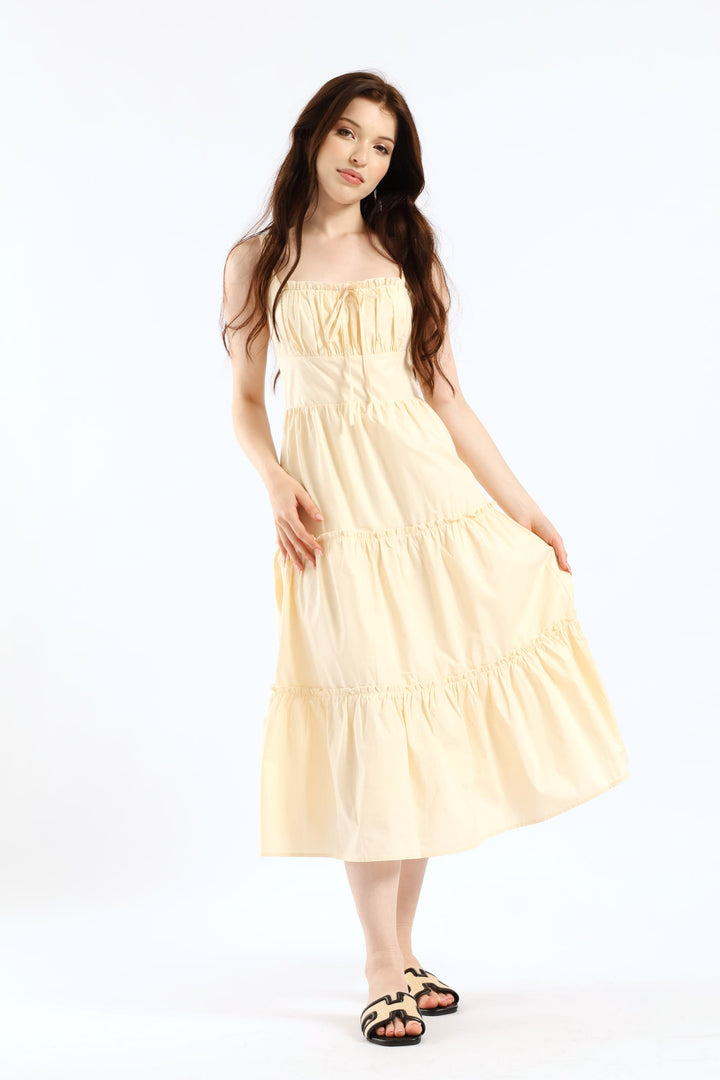 Sleeveless Fit & Flare Midi Dress - Sand