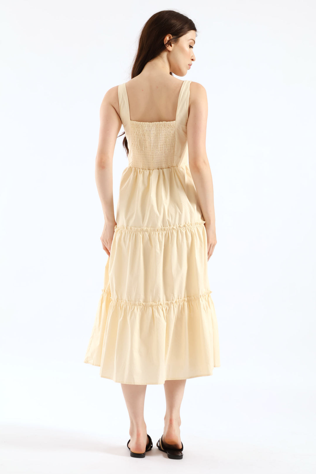 Sleeveless Fit & Flare Midi Dress - Sand