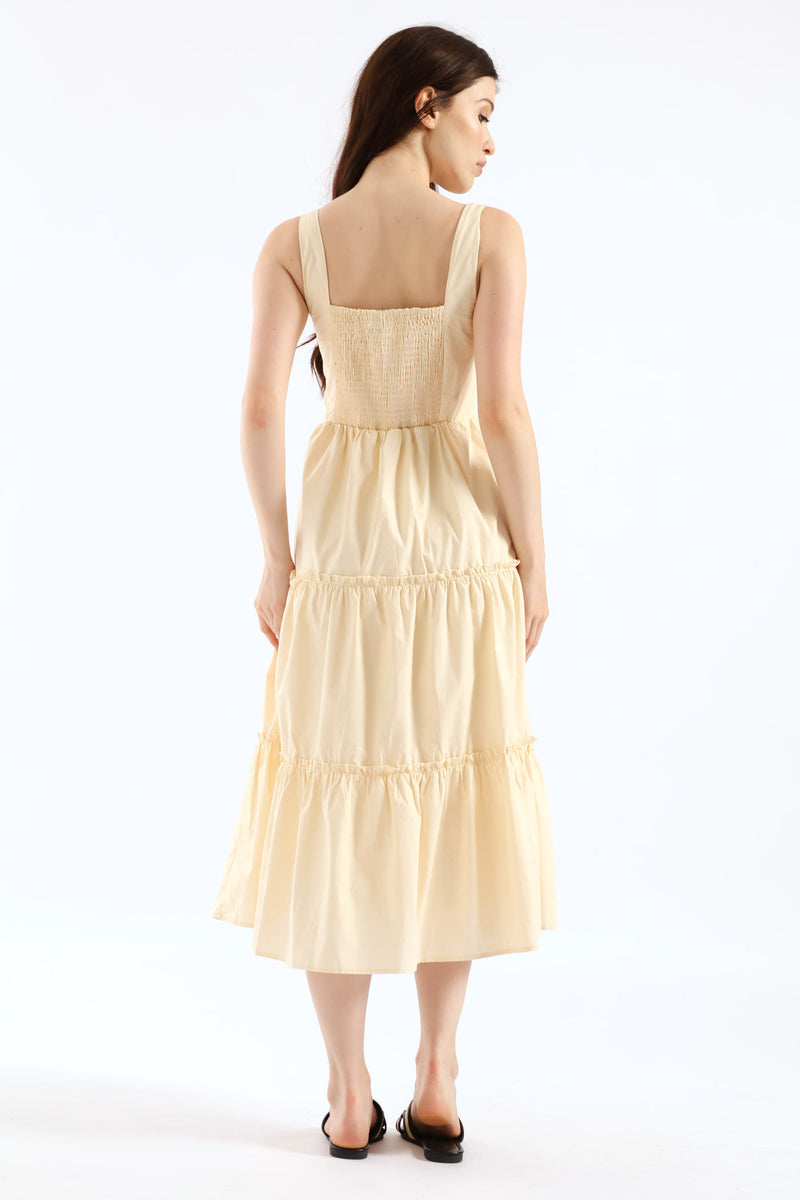 Sleeveless Fit & Flare Midi Dress - Sand