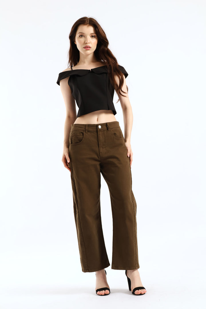 Cropped Off The Shoulder Woven Top - Black