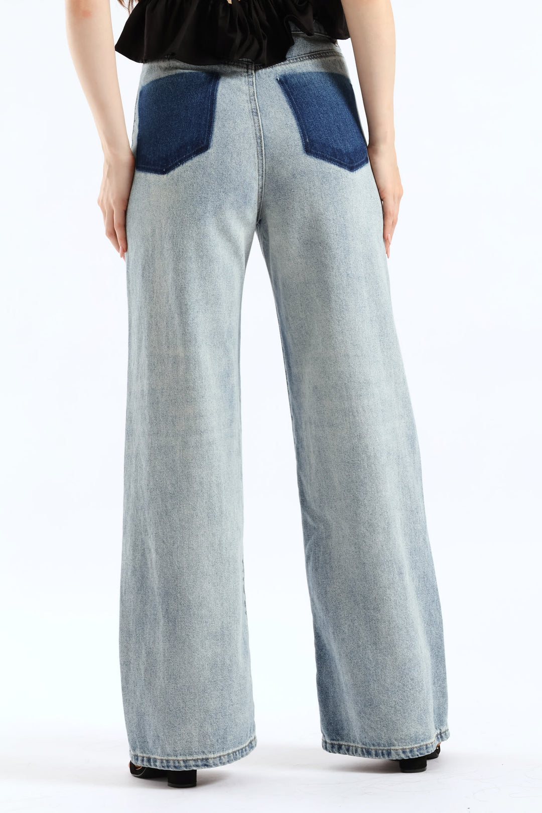 High Waist Wide Leg Denim - Light Blue