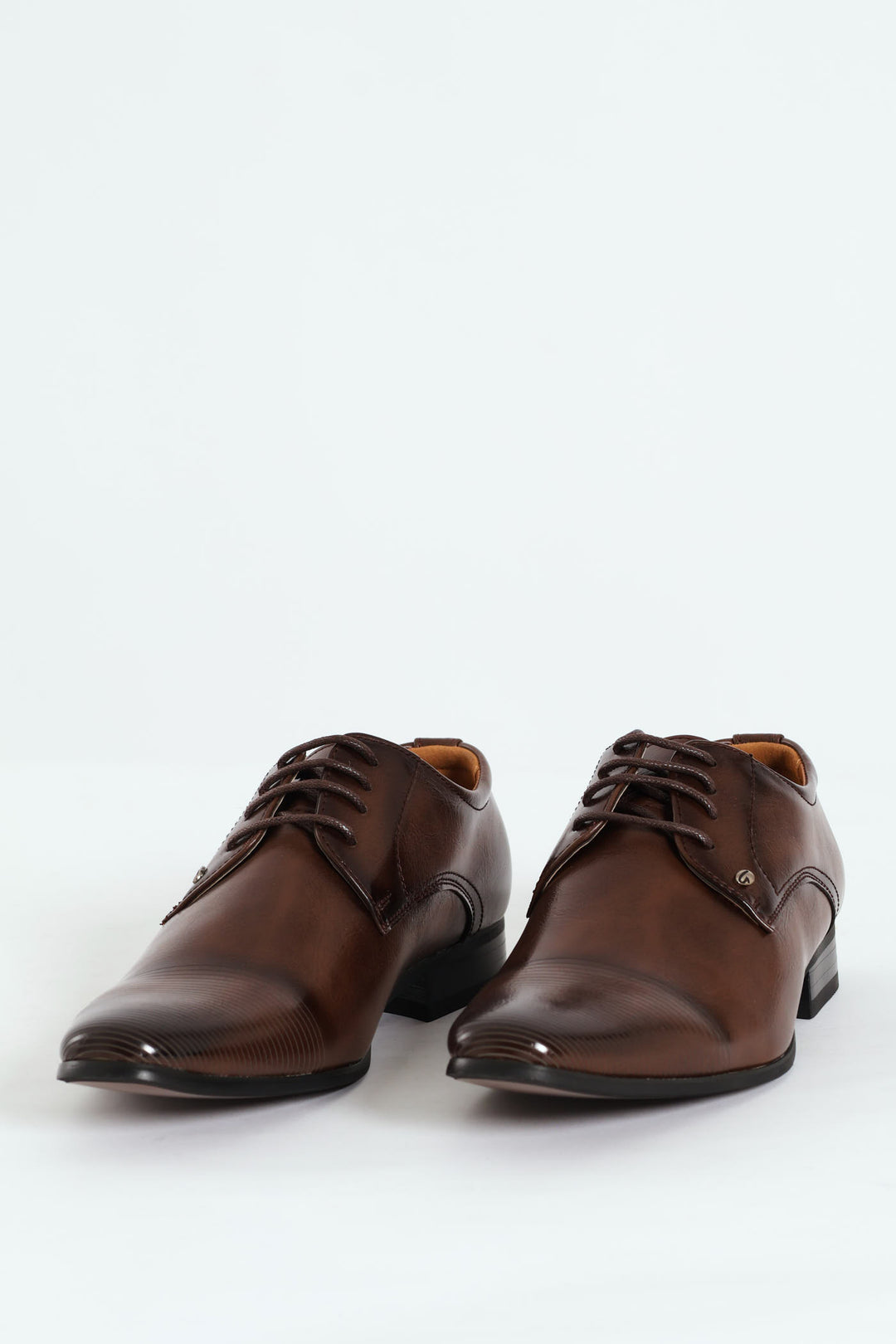 Laser Toecap Lace Up Derby Shoe - Brown