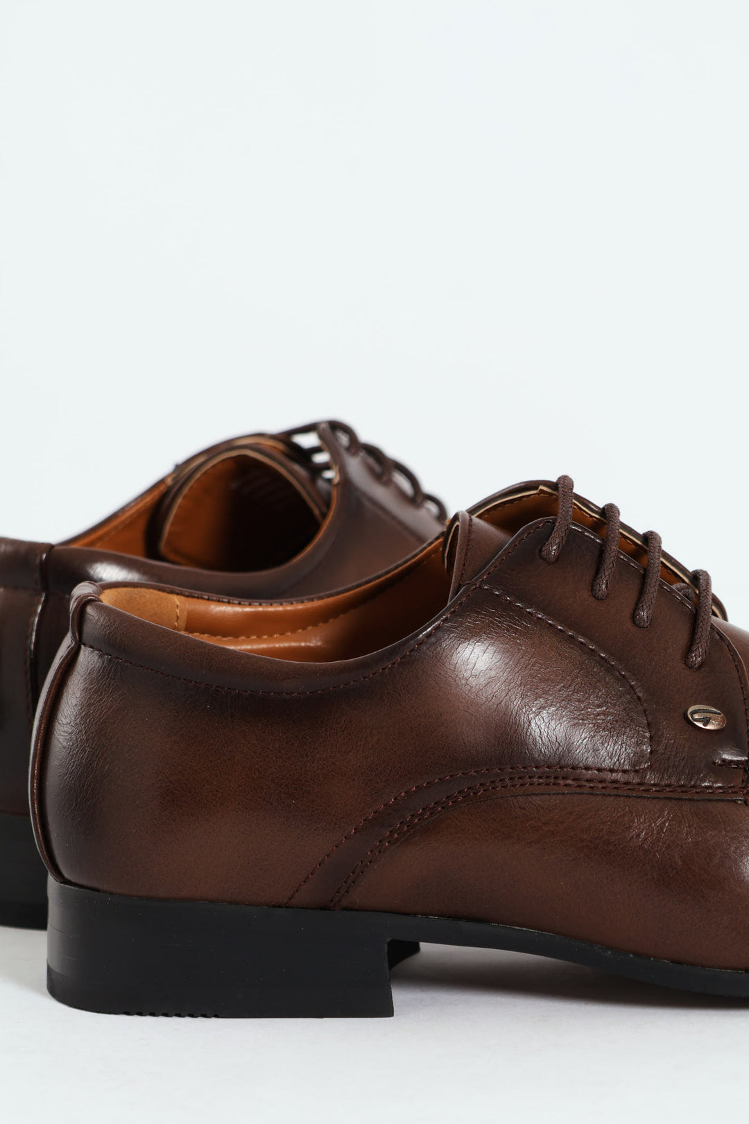 Laser Toecap Lace Up Derby Shoe - Brown