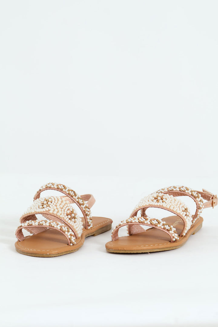 Girls Pearl Slingback Sandal - Rose Gold