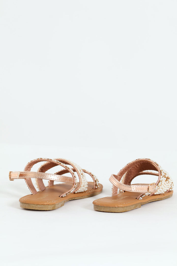 Girls Pearl Slingback Sandal - Rose Gold