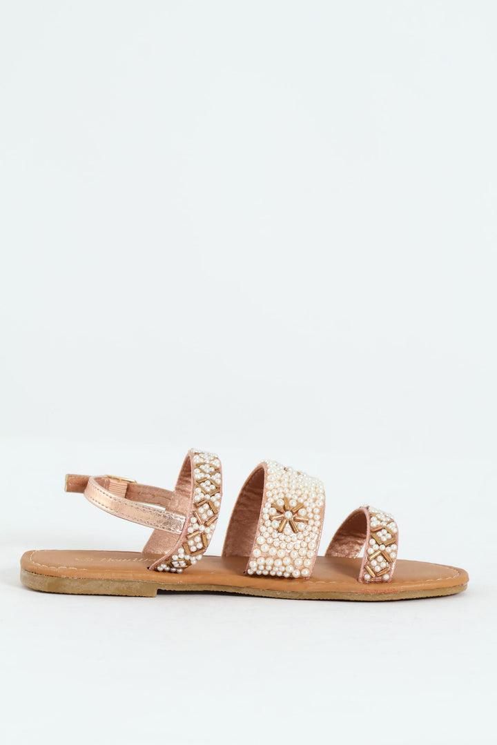 Girls Pearl Slingback Sandal - Rose Gold