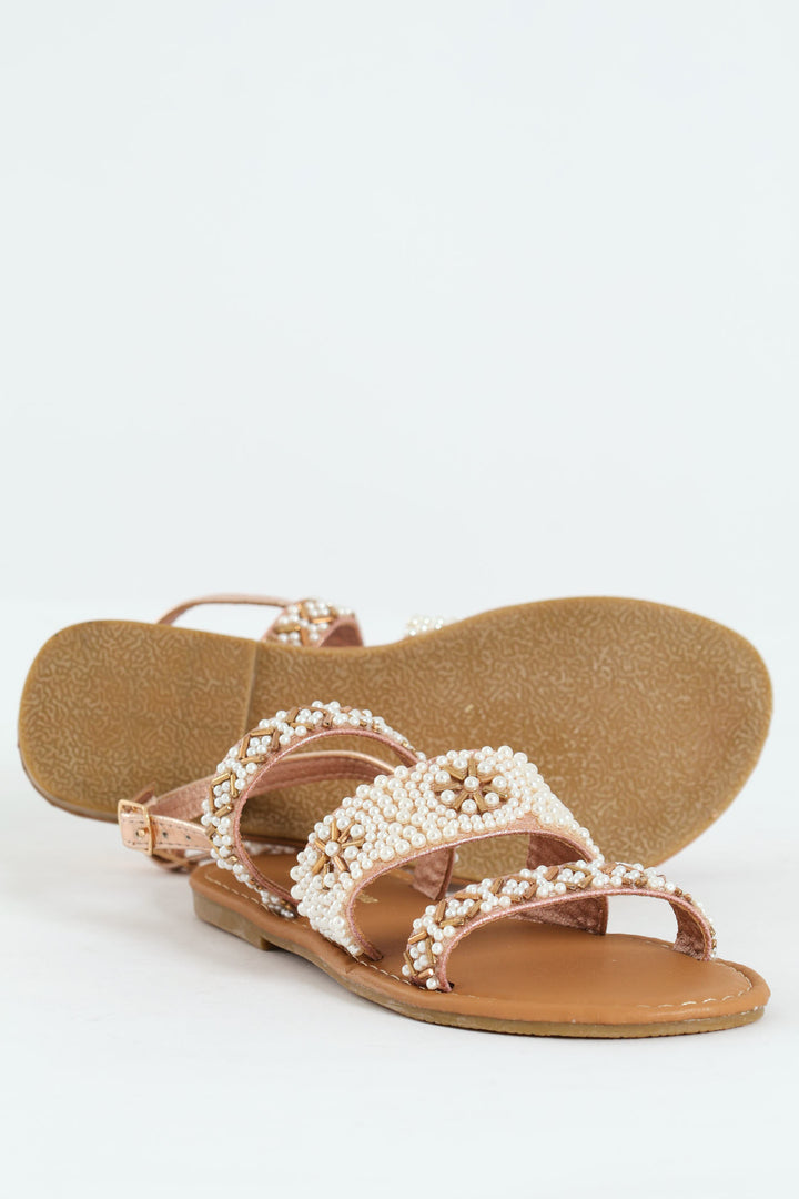 Girls Pearl Slingback Sandal - Rose Gold
