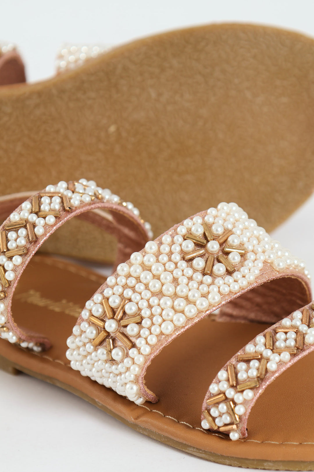 Girls Pearl Slingback Sandal - Rose Gold
