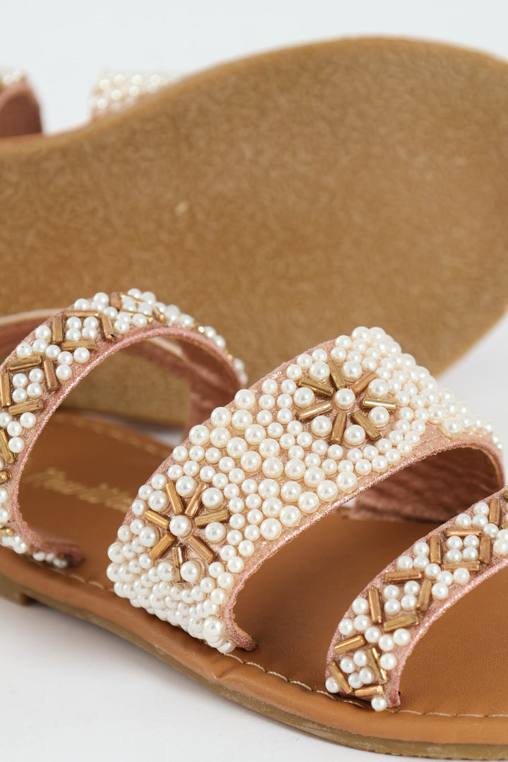 Girls Pearl Slingback Sandal - Rose Gold