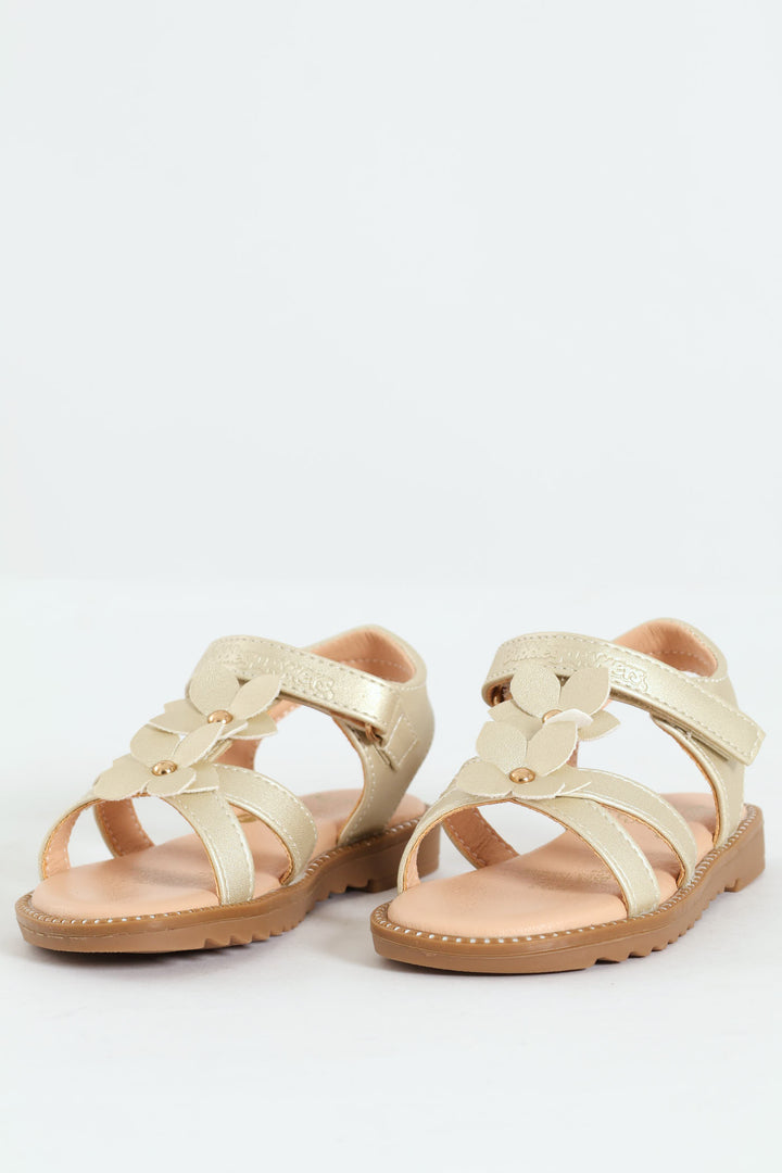 Pre-Girls Strappy Flat Sandal - Gold