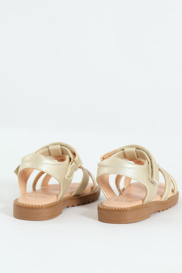 Pre-Girls Strappy Flat Sandal - Gold