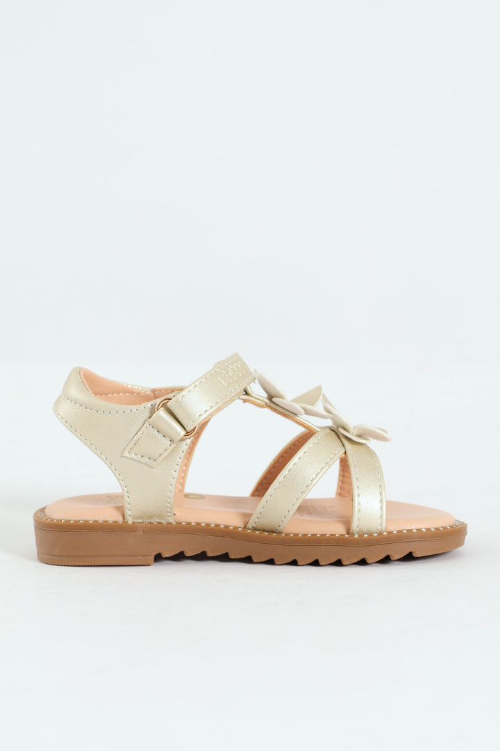 Pre-Girls Strappy Flat Sandal - Gold