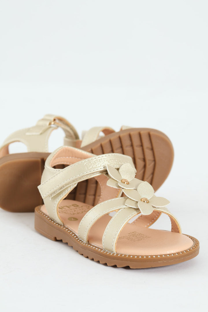 Pre-Girls Strappy Flat Sandal - Gold