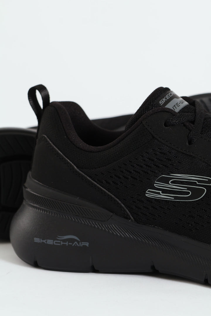 Skech-Air Dynamight 2.0 Lace Up Sneakers - Black/Black