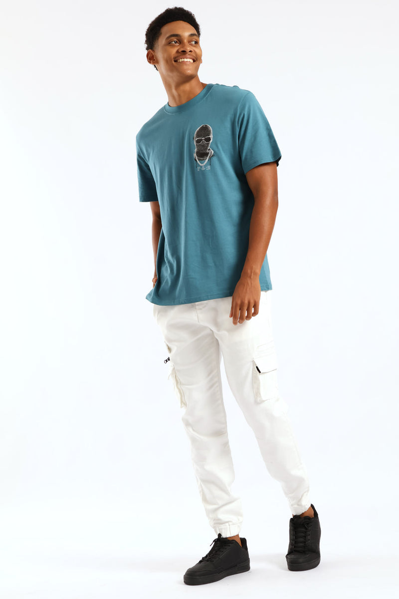 Balaclava Front Print Tee - Teal
