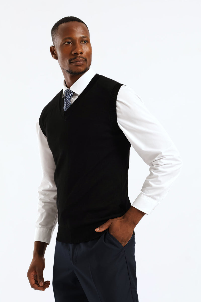 Signature Regular Knit Vest - Black
