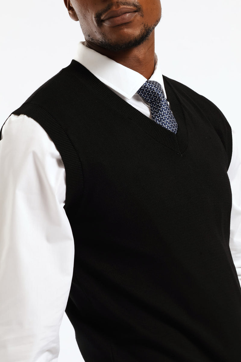 Signature Regular Knit Vest - Black
