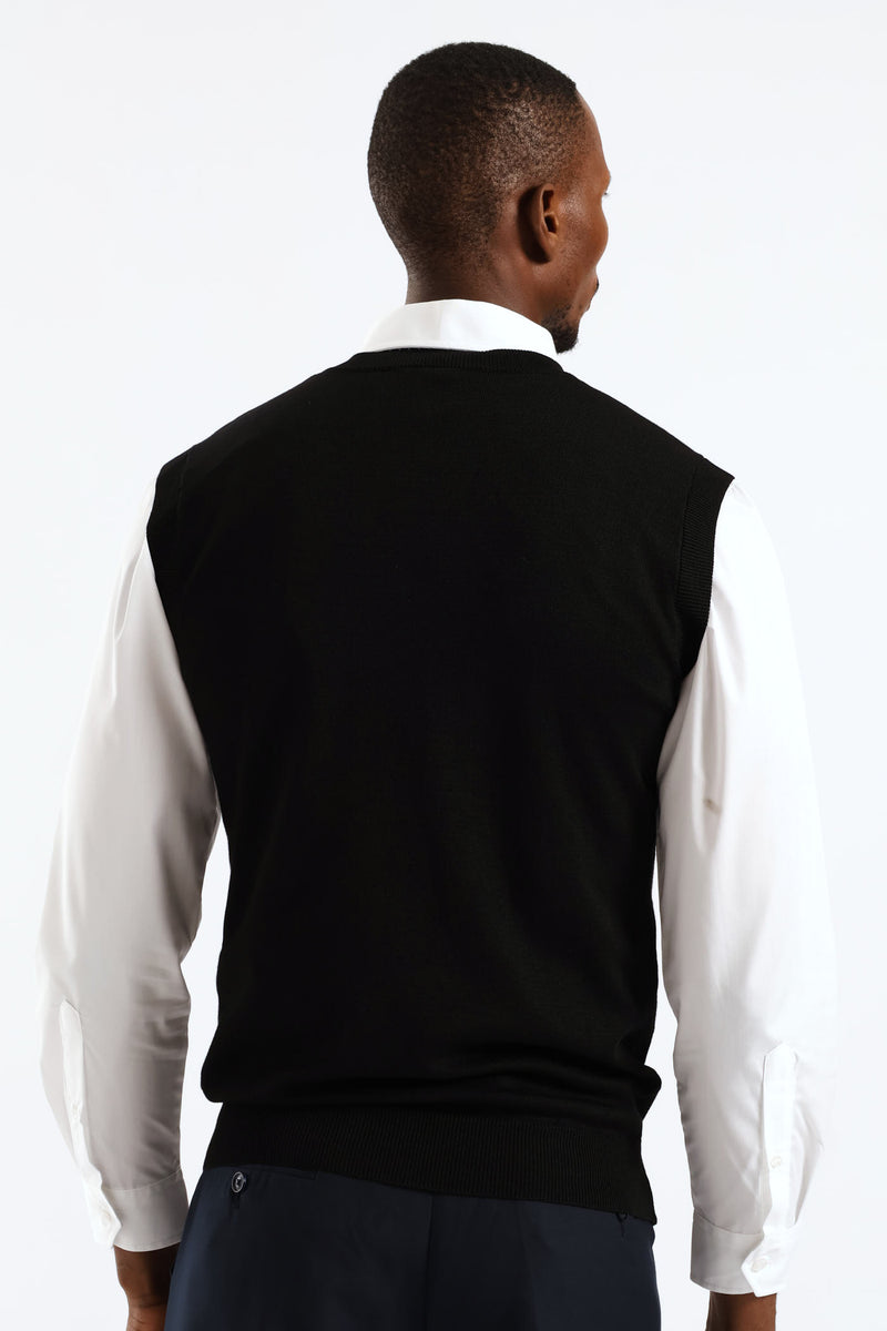 Signature Regular Knit Vest - Black
