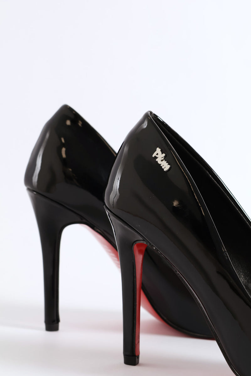 Patent Leather Heel - Black