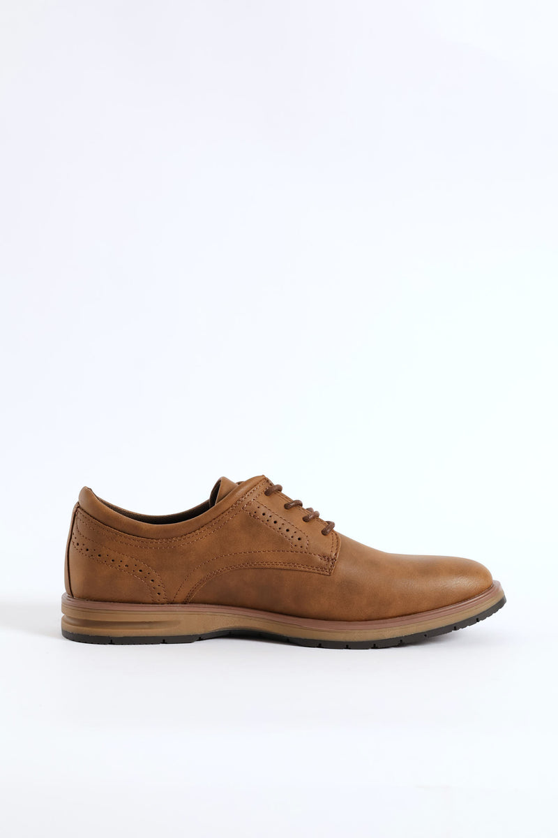 Smart Casual Lace Up Derby Shoe - Tan