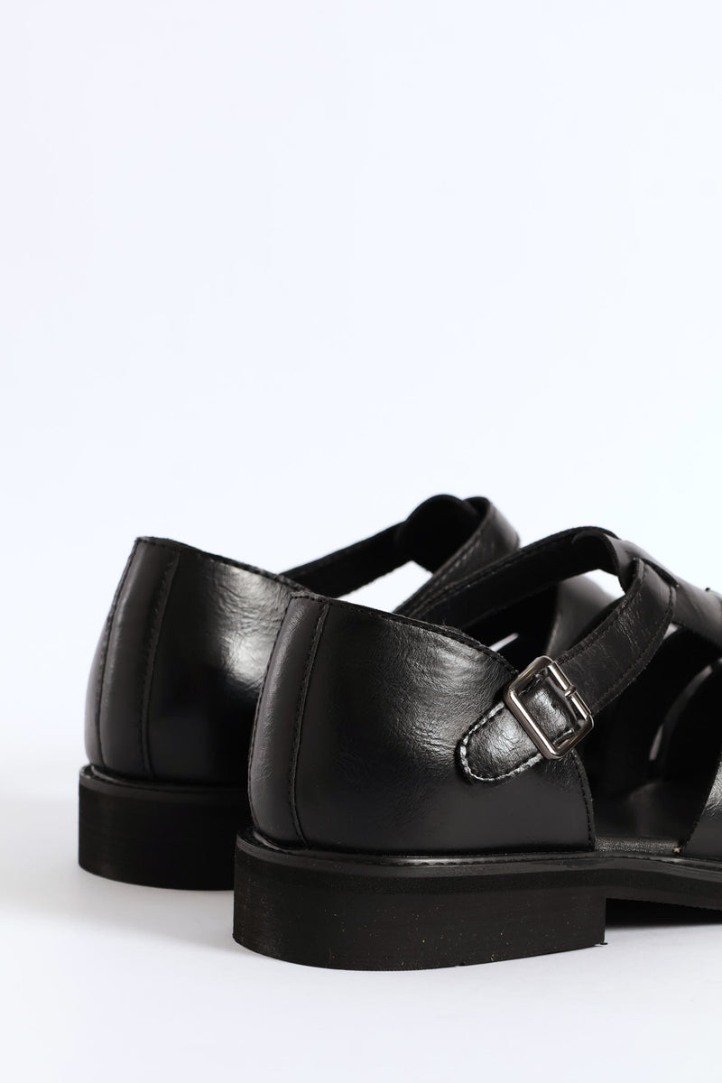 Formal Fashion Caged Sandal - Black