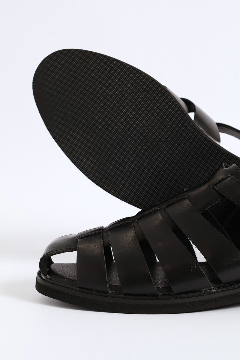 Formal Fashion Caged Sandal - Black