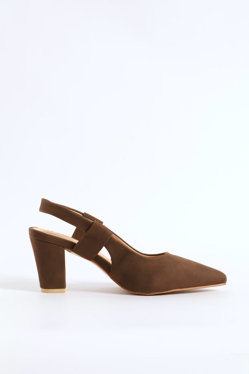 Ankle Strap Suede Heel - Chocolate