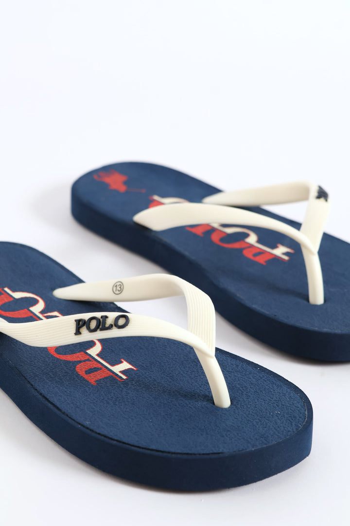 Boys Flip Flop - Navy/White
