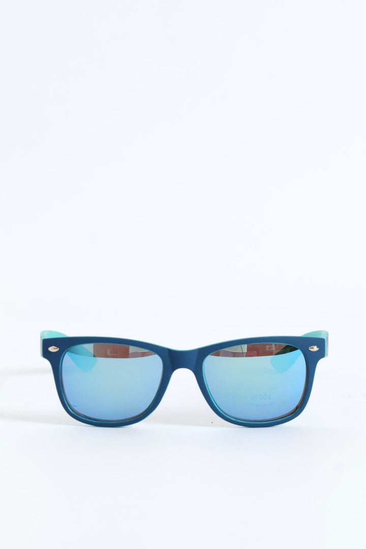 Pre-Boys Colour Block Mirror Wayfarer Sunnies - Blue