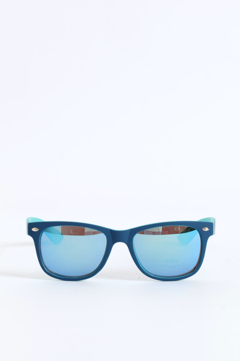 Pre-Boys Colour Block Mirror Wayfarer Sunnies - Blue