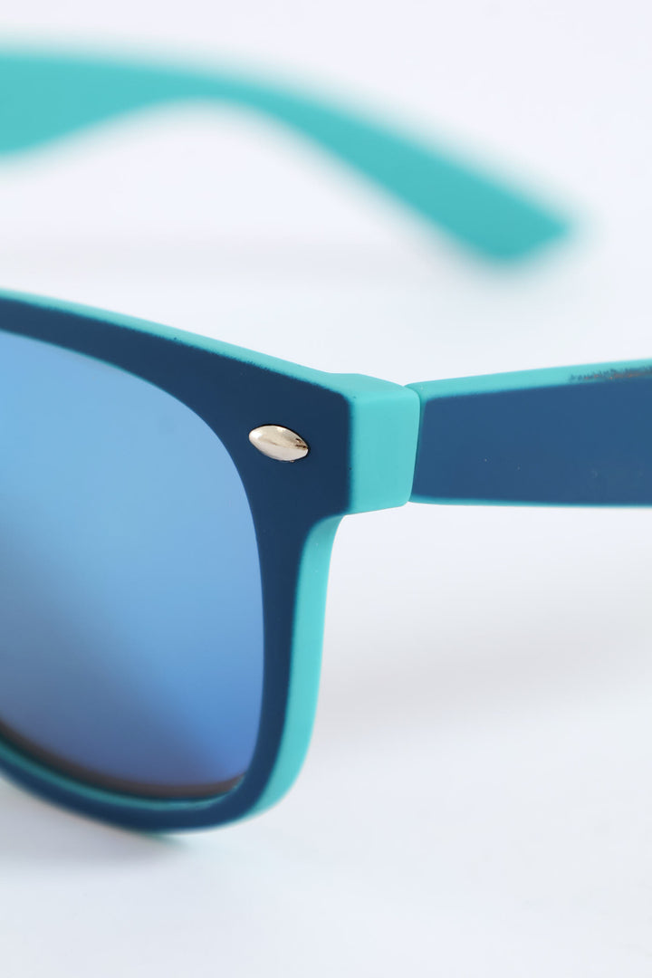 Pre-Boys Colour Block Mirror Wayfarer Sunnies - Blue