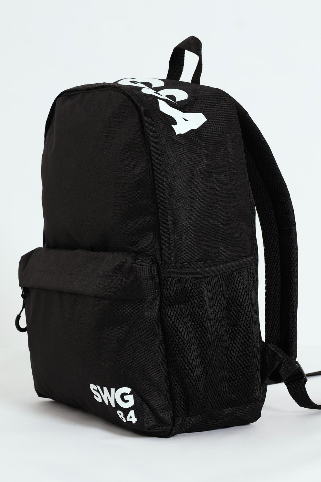 Top Branded Print Backpack - Black