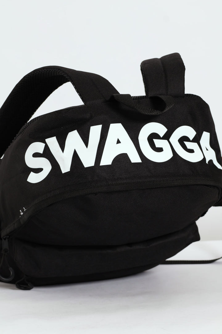 Top Branded Print Backpack - Black