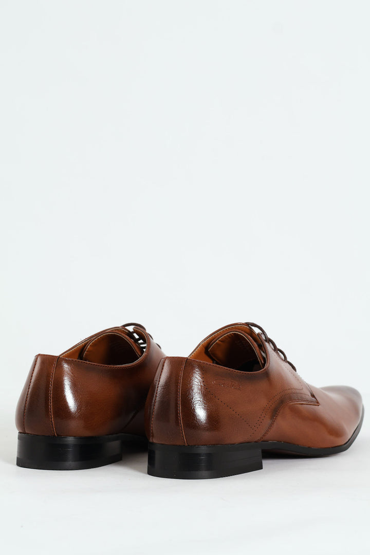 Pin Punch Detail Derby Shoe - Tan