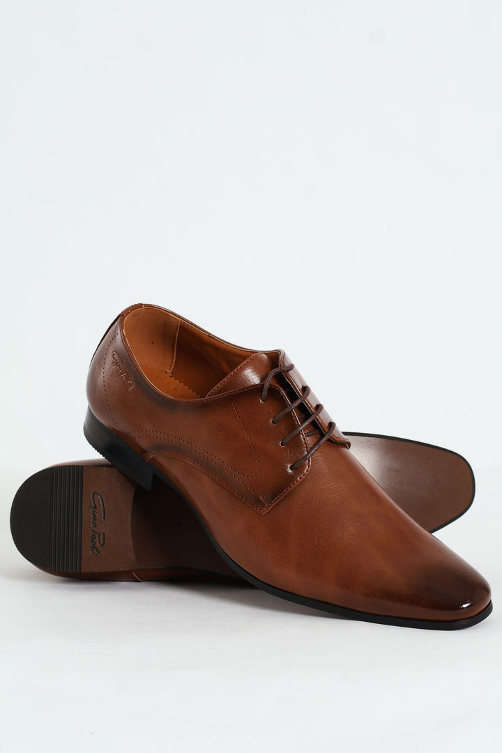 Pin Punch Detail Derby Shoe - Tan