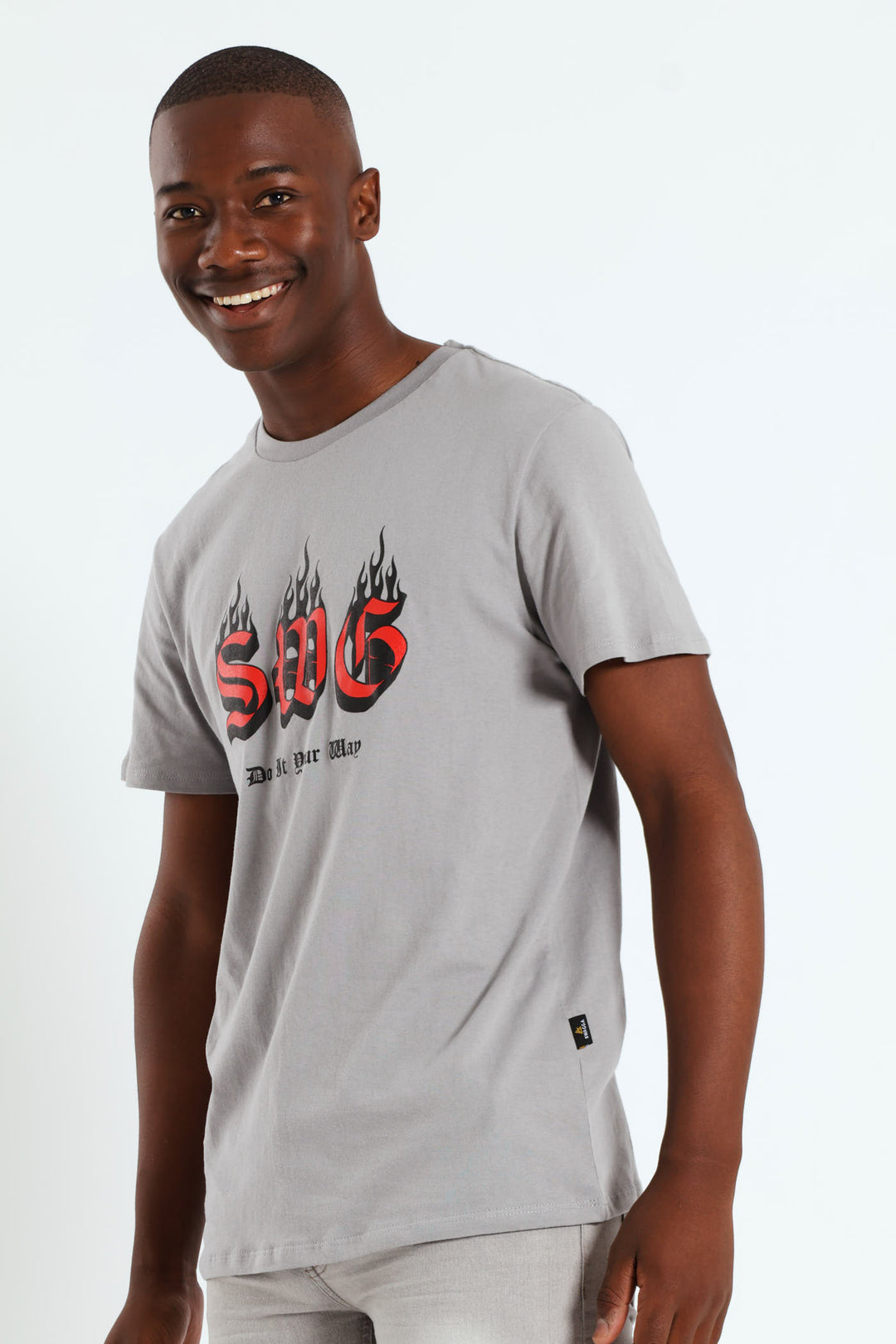 Basic Print T-Shirt - Light Grey