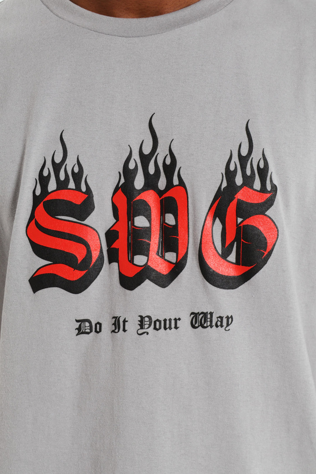 Basic Print T-Shirt - Light Grey