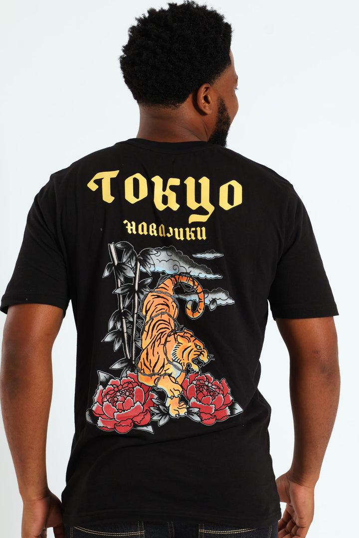 Tiger Back & Front Tee - Black
