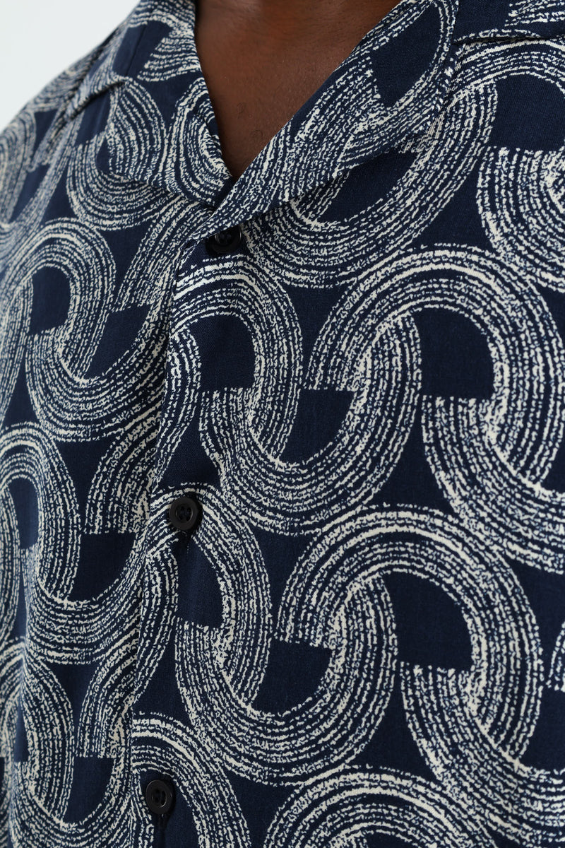 Half Circle Print Shirt - Navy