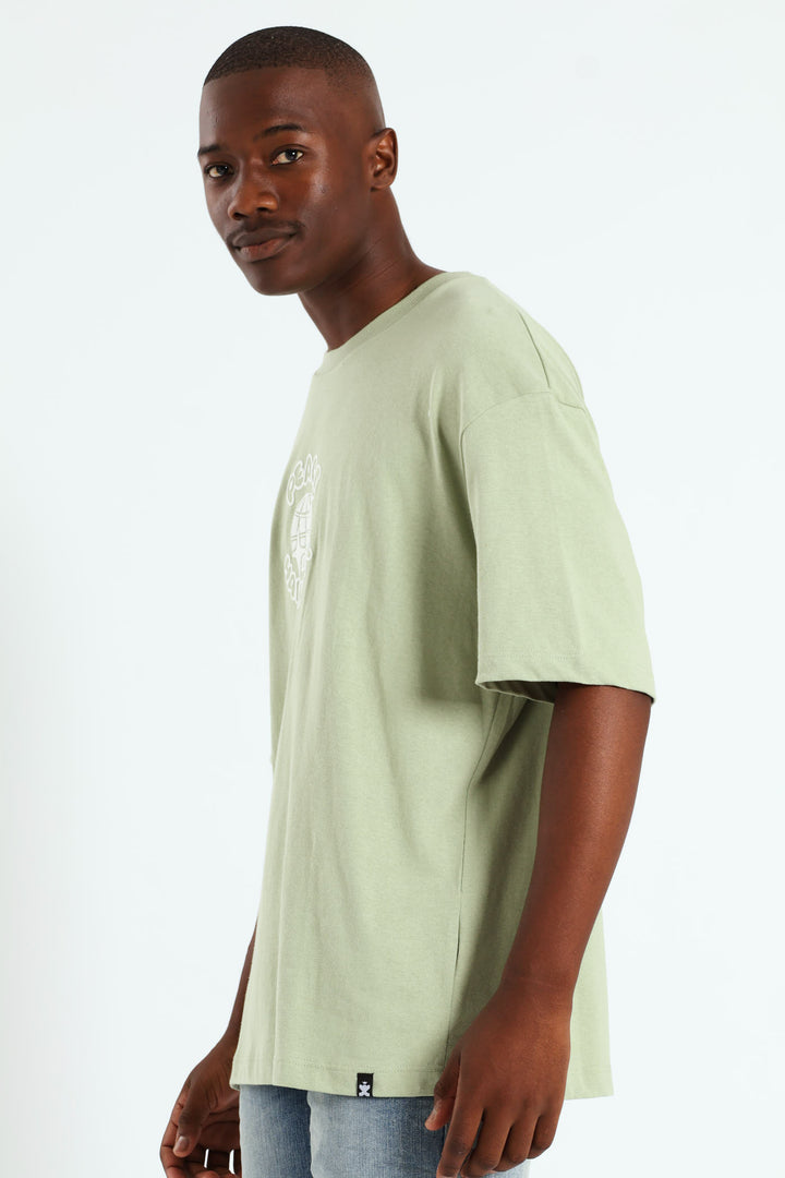 Oversized Peace Printed Tee - Sage