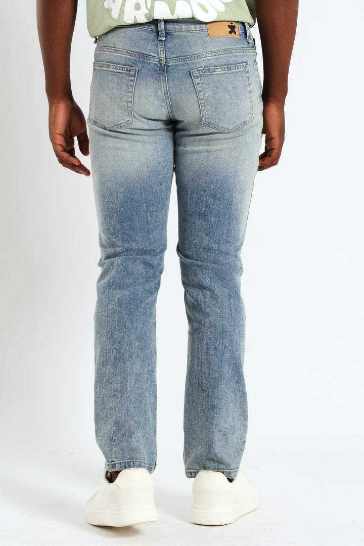 Mid Wash Knee Rip & Repair Denim - Med Wash