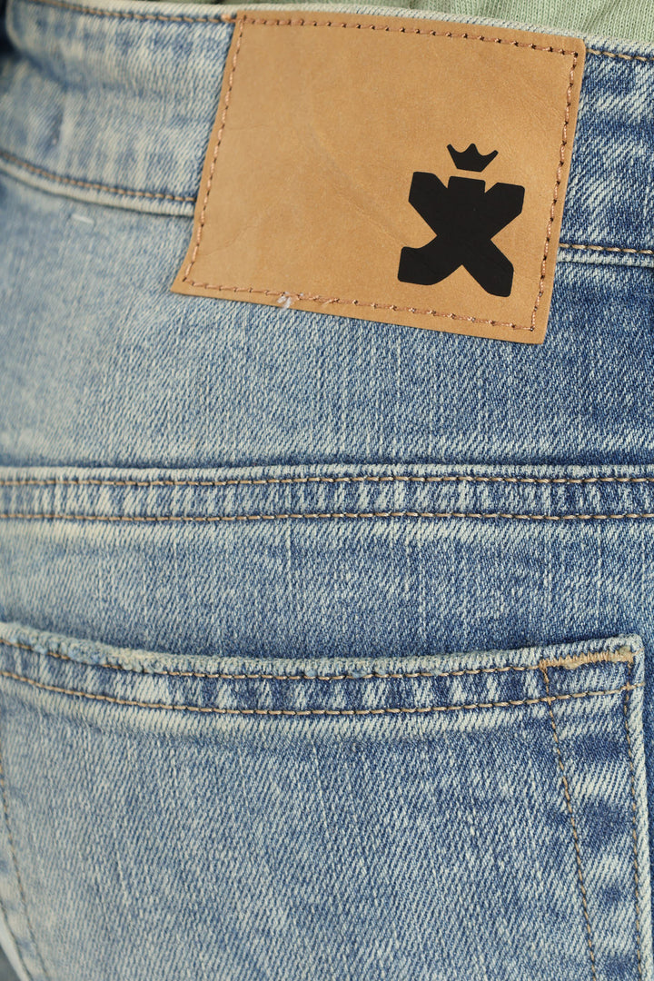 Mid Wash Knee Rip & Repair Denim - Med Wash