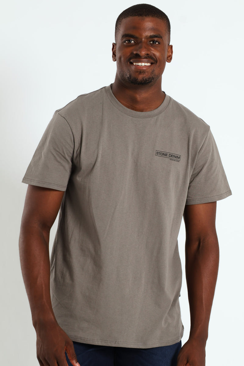 Core Front & Back Print Tee - Gunmetal