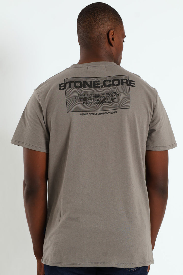Core Front & Back Print Tee - Gunmetal