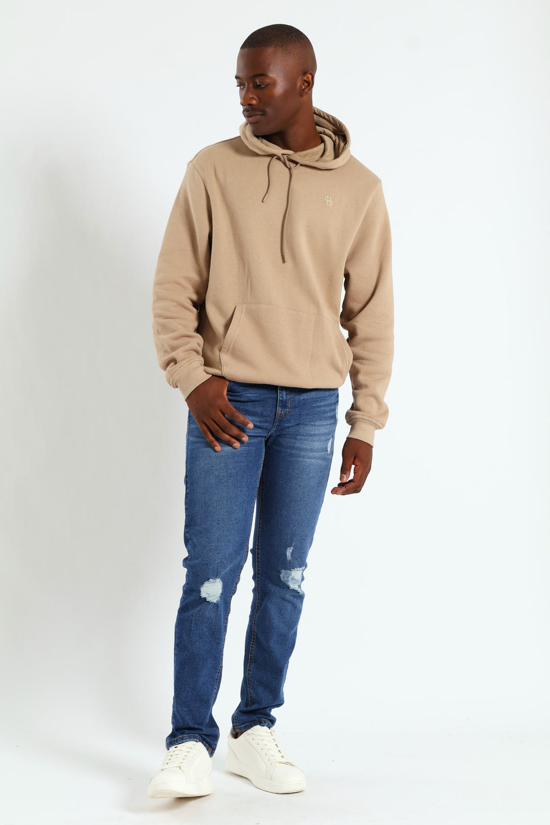 Plain Fleece Pullover Hoodie - Taupe